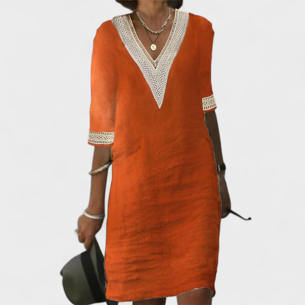 Carmen - Vestido de Verão em Linho com Renda Delicada